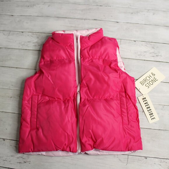 Birch & Stone Girl's Sleeveless Puffer Jacket Vest Size 12 Pink Reversible - Picture 1 of 6